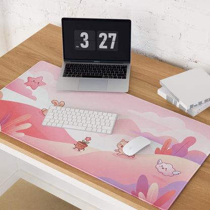 Pink Cute Gaming Mouse Pad With Plush Edges And Stars