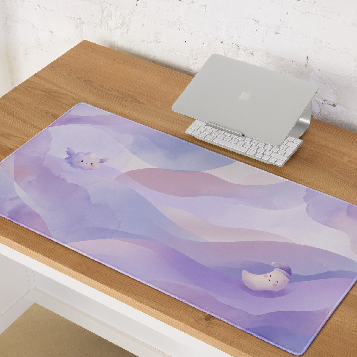 Pastel Purple Unicorn Mouse Pad With Clouds