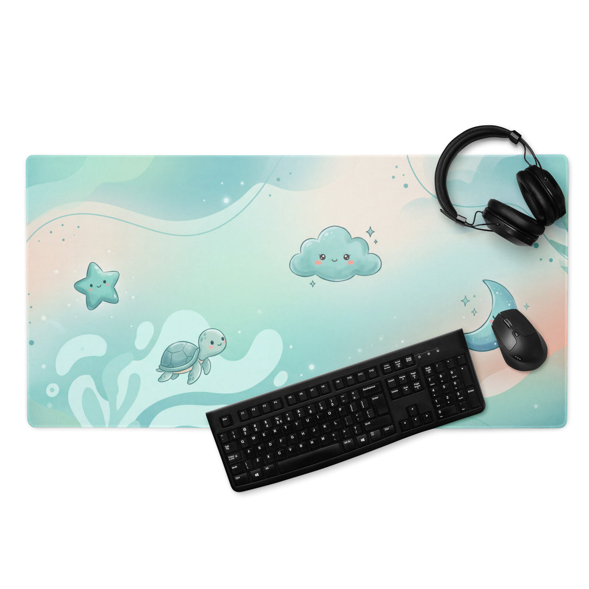 Pastel Galaxy Cute Gaming Mouse Pad With Stars Clouds