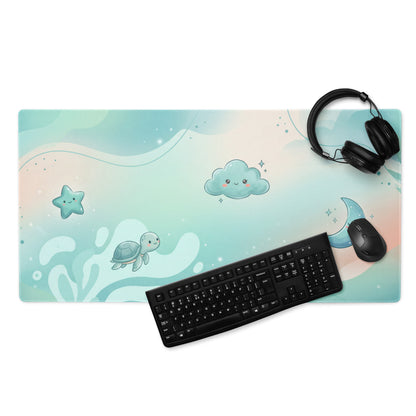 Pastel Galaxy Cute Gaming Mouse Pad With Stars Clouds