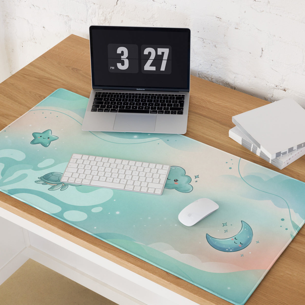 Pastel Galaxy Cute Gaming Mouse Pad With Stars Clouds
