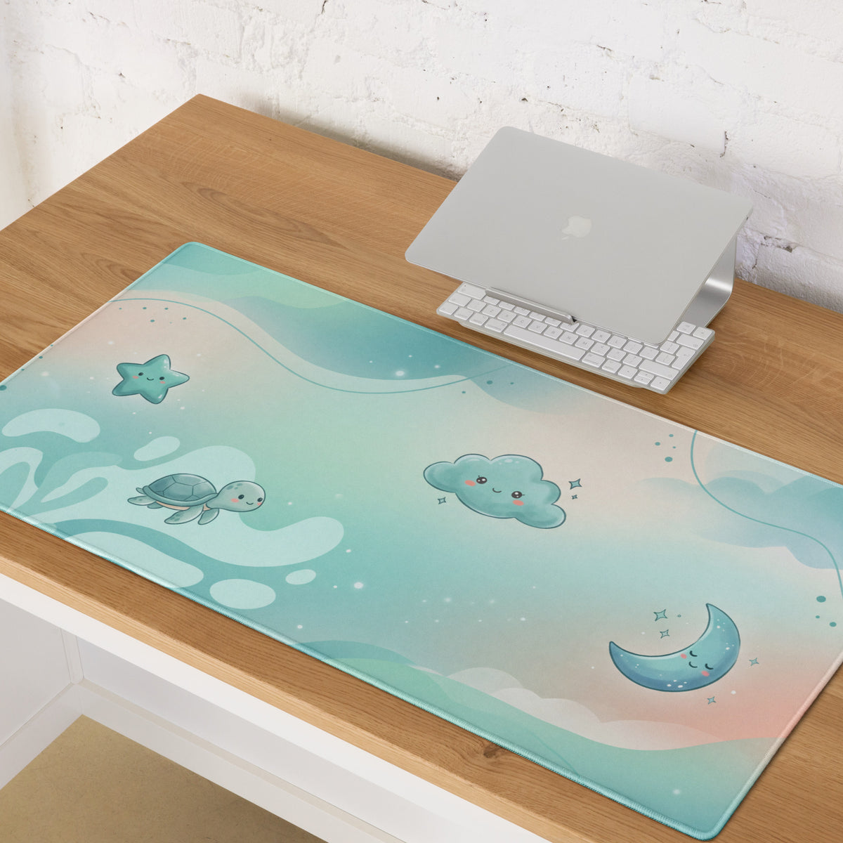 Pastel Galaxy Cute Gaming Mouse Pad With Stars Clouds
