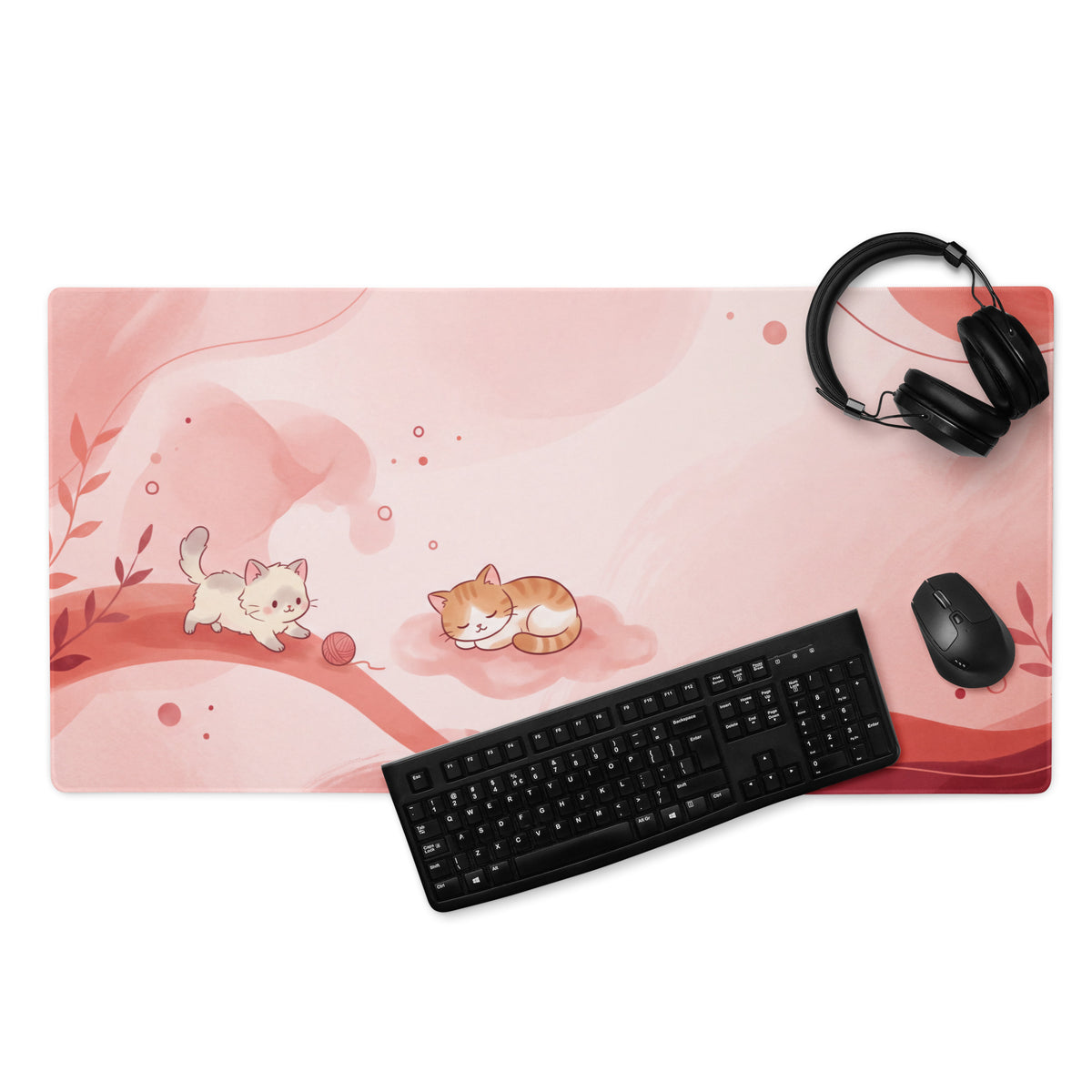 Pink Kawaii Kitty Mouse Pad For Girls Gaming