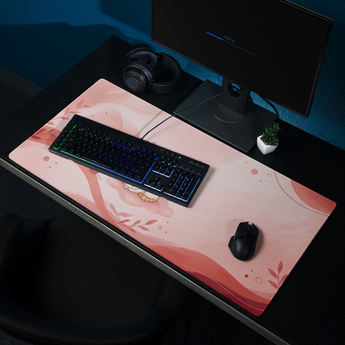 Pink Kawaii Kitty Mouse Pad For Girls Gaming