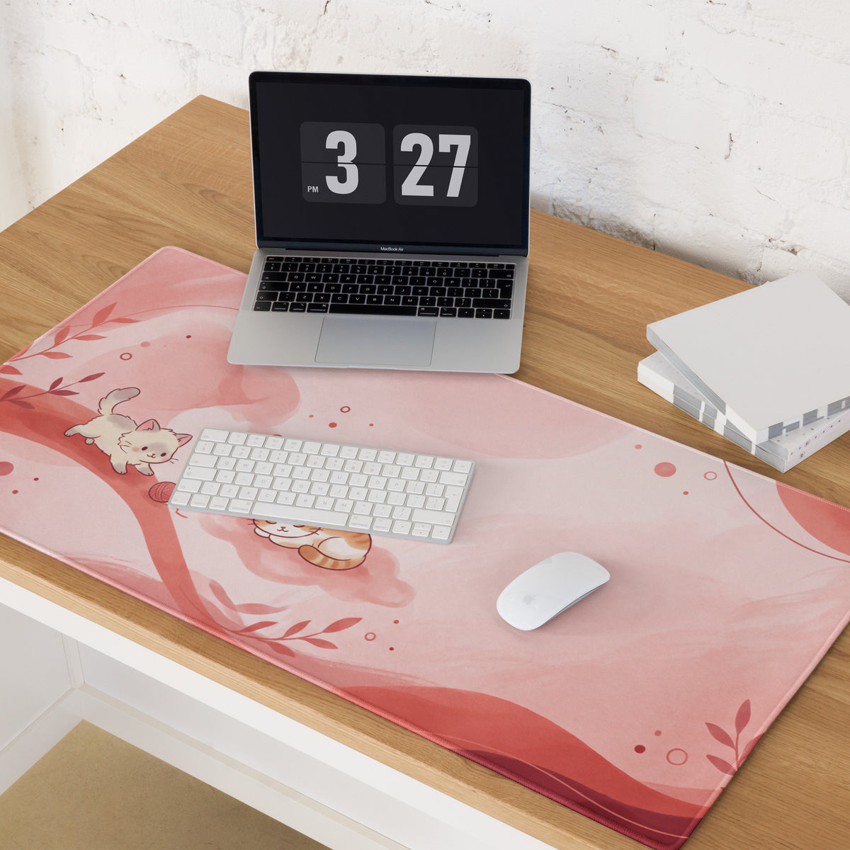 Pink Kawaii Kitty Mouse Pad For Girls Gaming