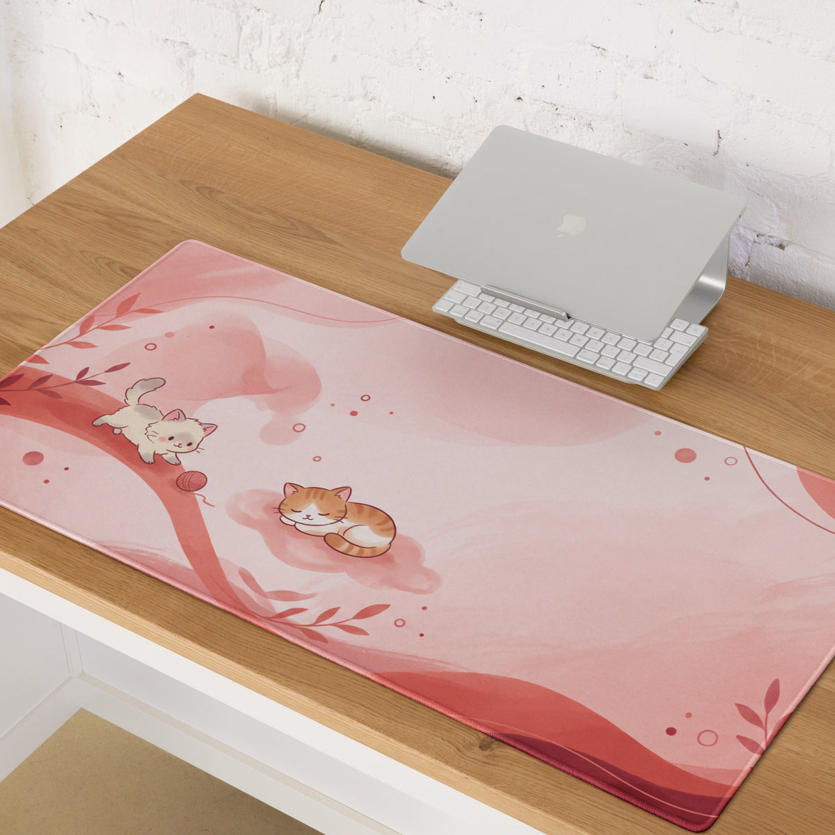 Pink Kawaii Kitty Mouse Pad For Girls Gaming
