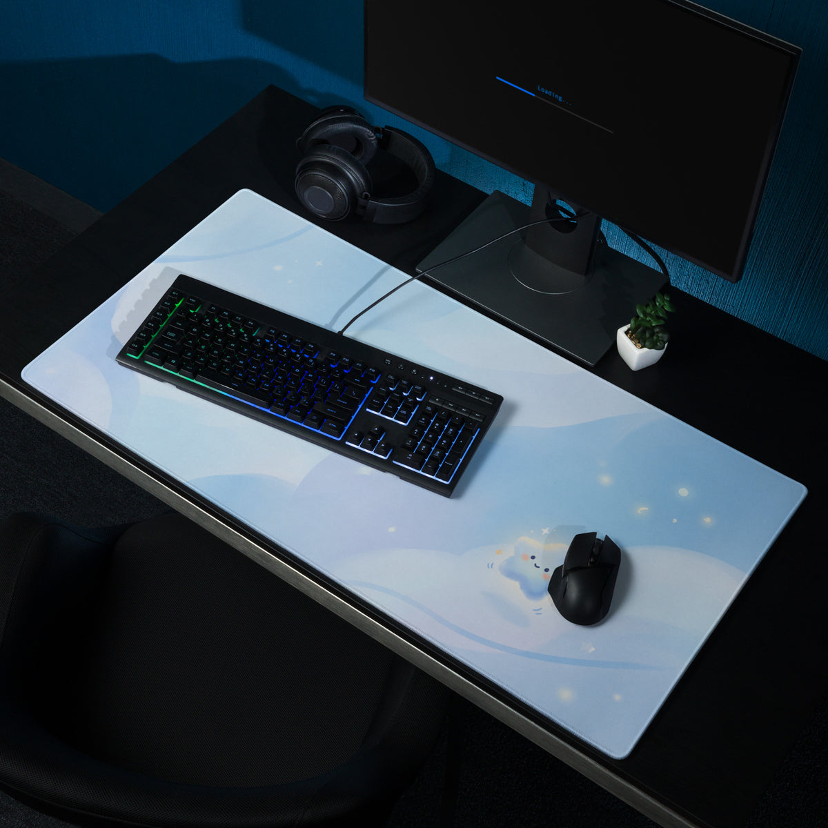 Pastel Blue Cute Cloud Mouse Pad