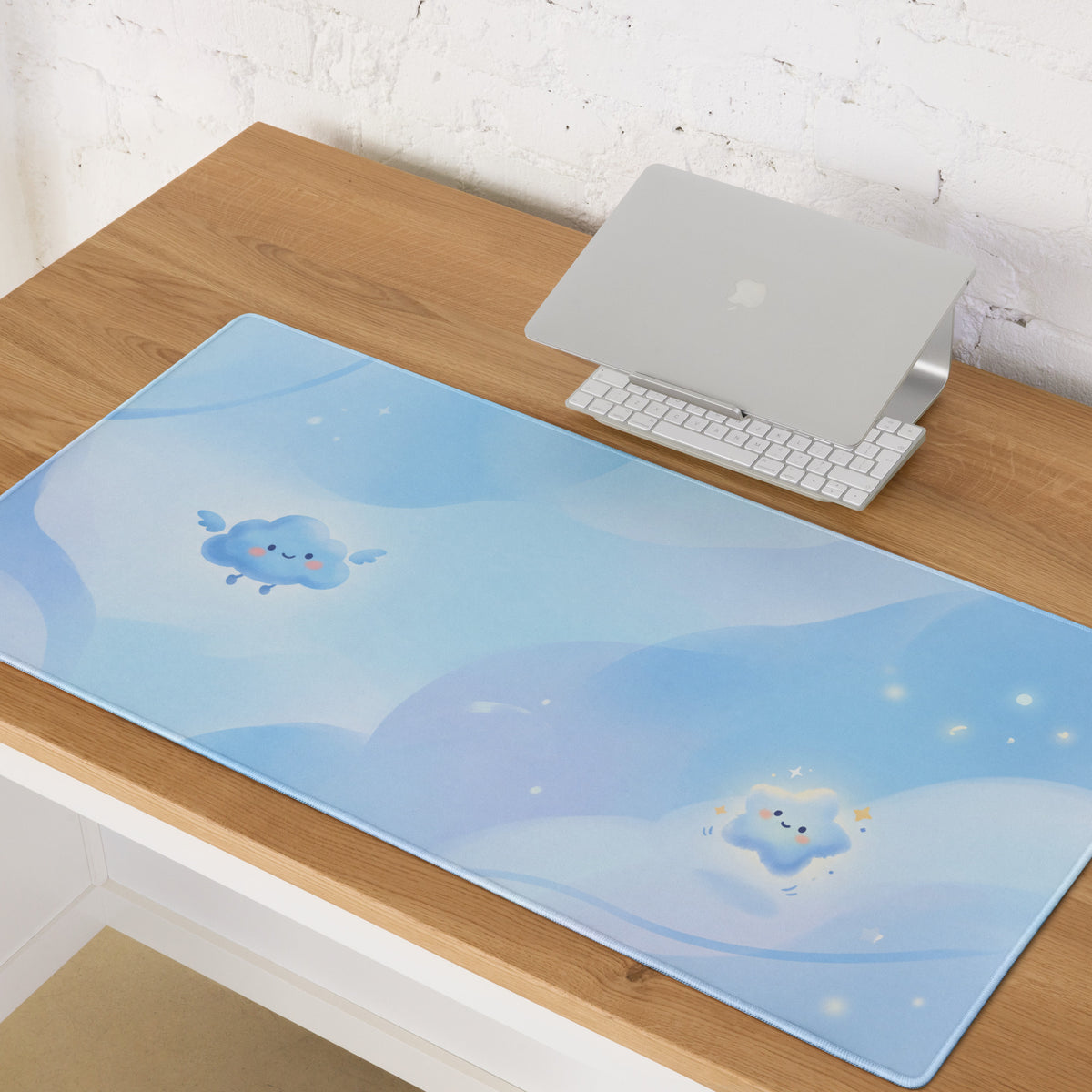 Pastel Blue Cute Cloud Mouse Pad