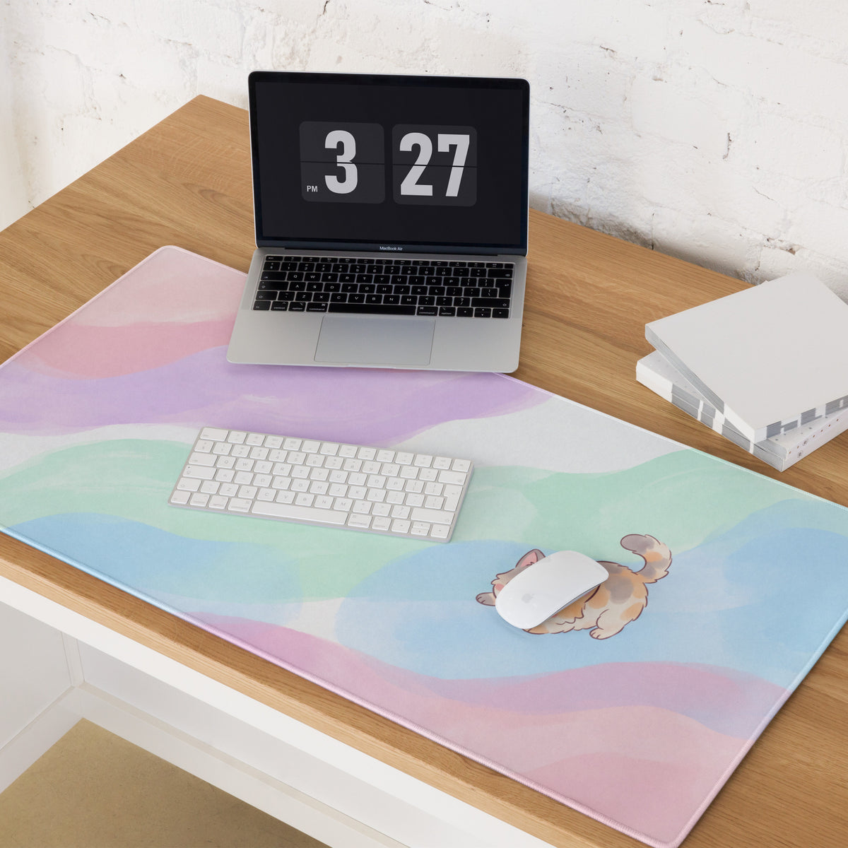 Pastel Rainbow Kitty Mouse Pad