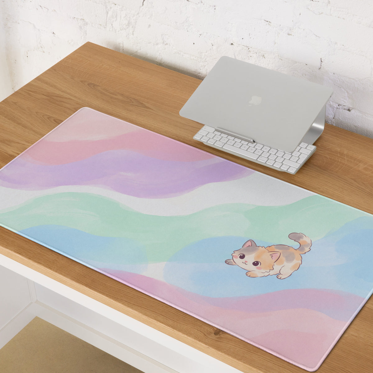 Pastel Rainbow Kitty Mouse Pad