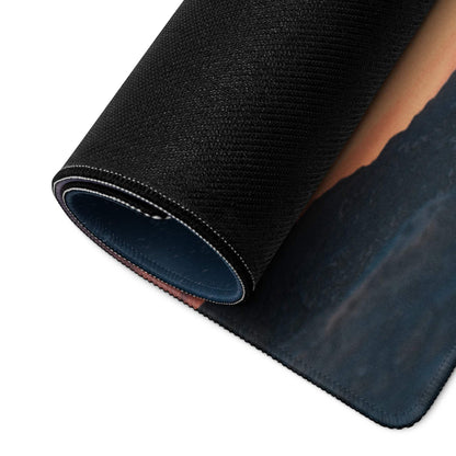 Black textured Cosmic Planets gaming mouse pad with rolled edge stitching
