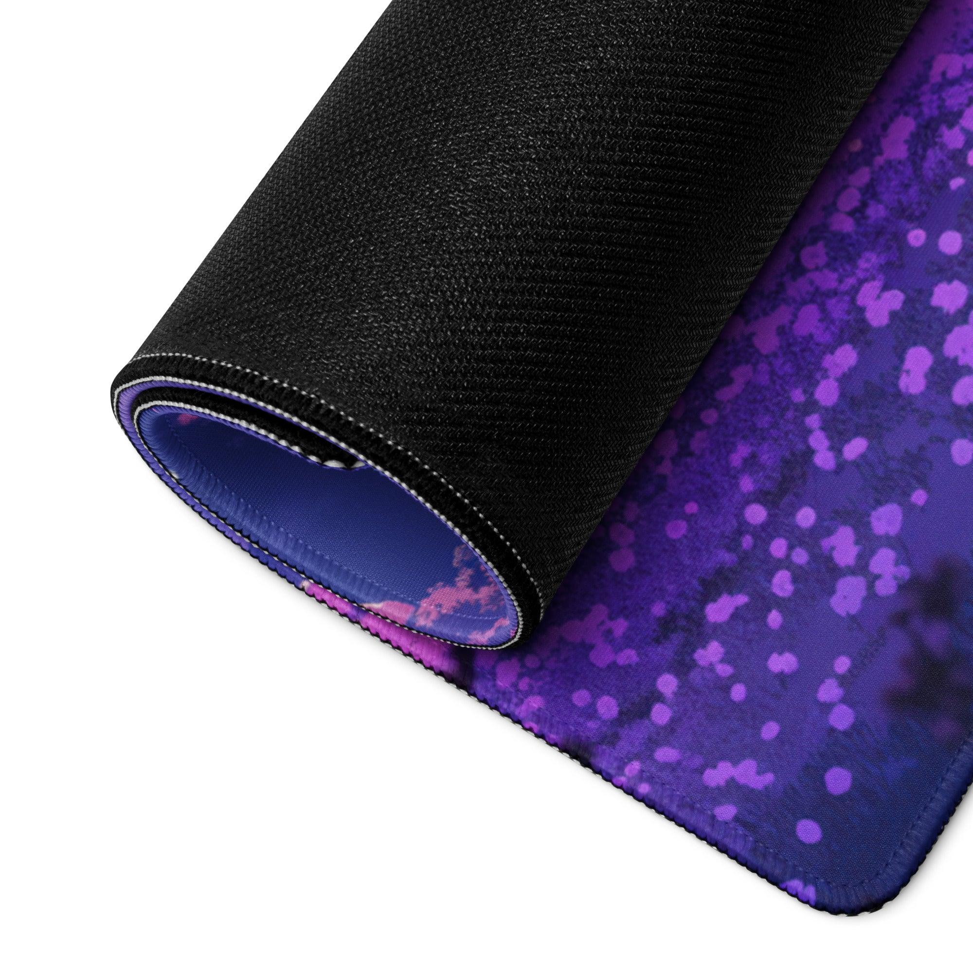 Purple black galaxy textured gaming mousepad large non-slip backing
