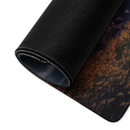 Black camo textured gaming mousepad with white edge stitching