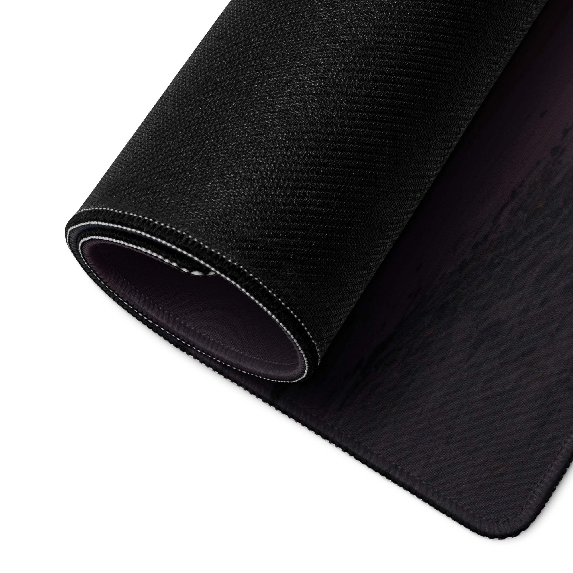 Black textured Epic large gaming mousepad with woven pattern and stitched edges