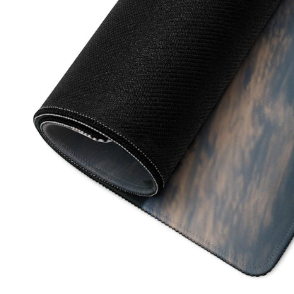 Black textured Calm Forest Lake gaming mousepad with blue-gray gradient