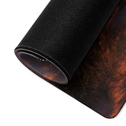 Black textured mousepad with forest scene print