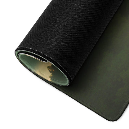 Back of Epic Fantasy Castle mouse pad with green camo underside and rolled edge