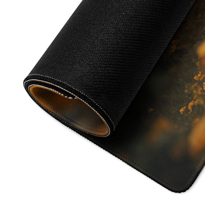 Black textured mousepad with orange-brown gradient cozy autumn cottage garden design