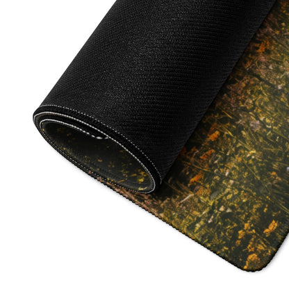 Black camo textured mousepad with green brown orange hues