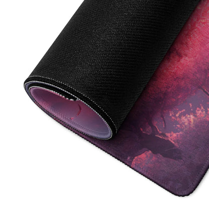 Black purple gradient textured Dreamy Mountain Sunset gaming mousepad large