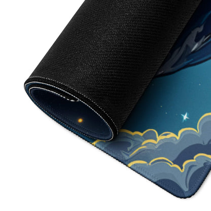 Rolled-up Cosmic Space Scene gaming mouse pad with night sky design