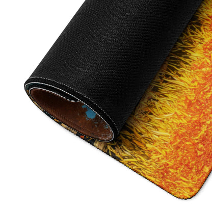 Black textured sunflower mousepad in autumn orange gaming design