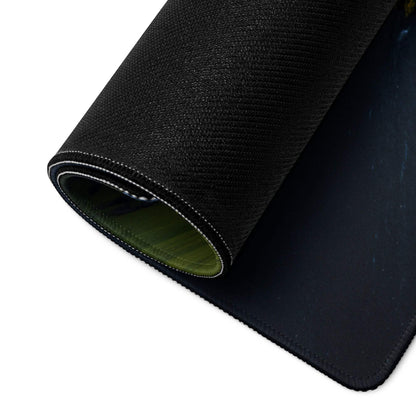 Black textured mousepad back with rolled edge and olive green lining