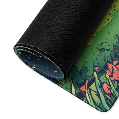 Back of large gaming mouse pad with black non-slip textured base