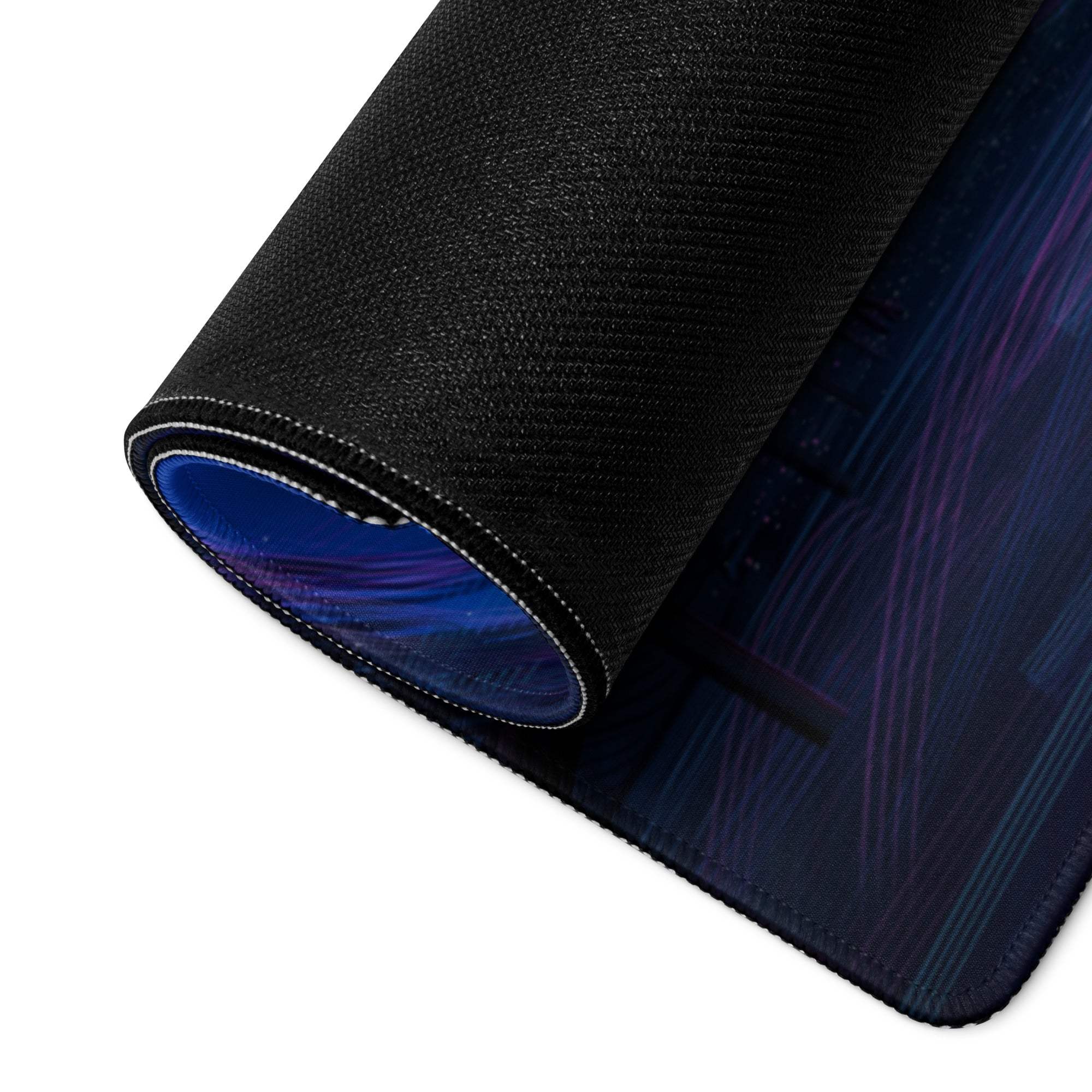 Twilight Horizon cosmic gaming mouse pad with black textured design