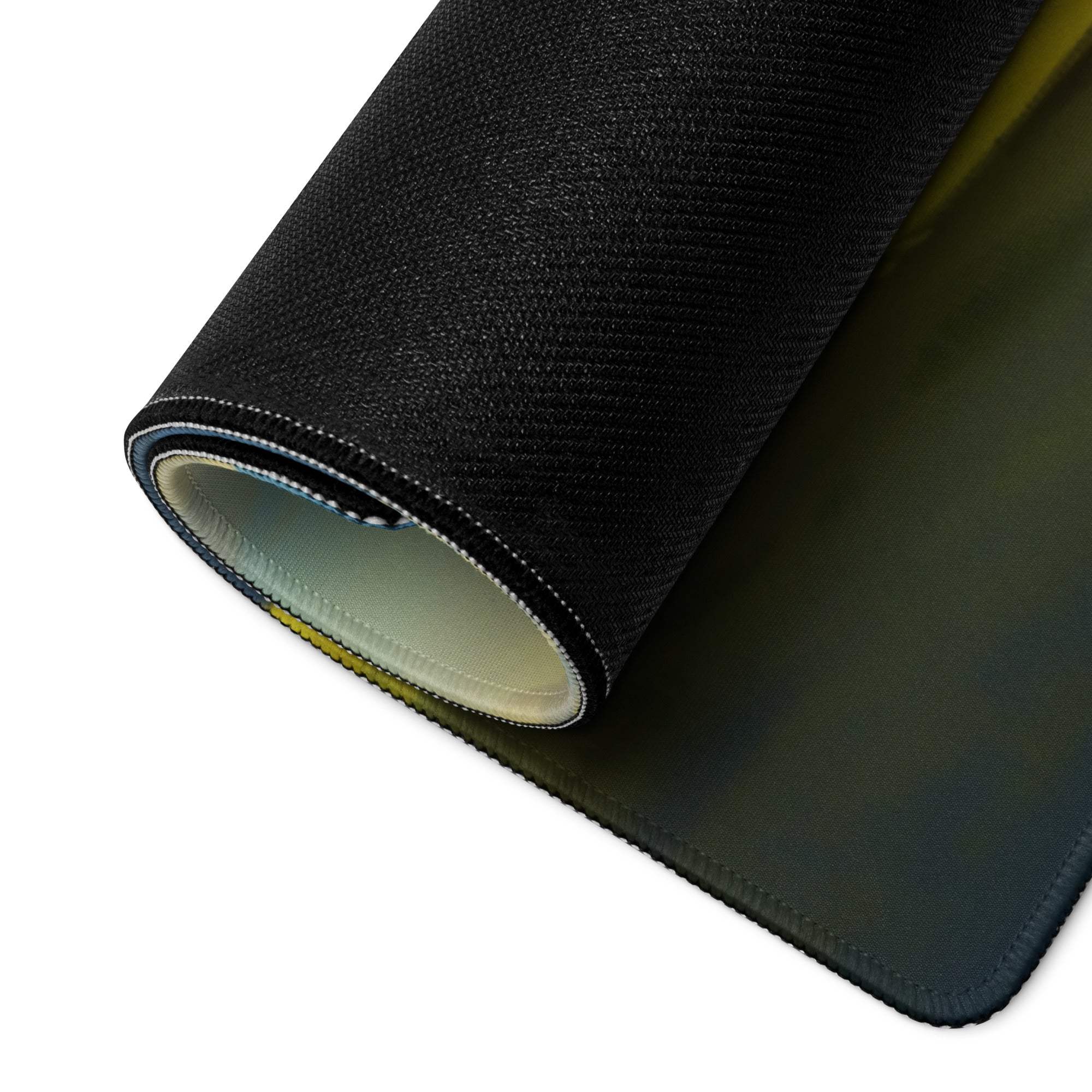 Black textured Epic Mountain gaming mouse pad back with gradient edge
