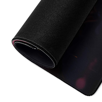 Black textured Dreamy Pink Sakura Forest gaming mousepad with edge glow