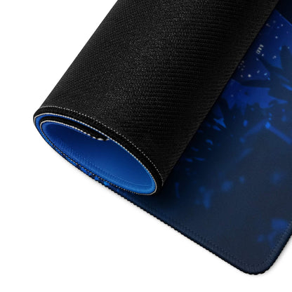 Stylish anime blue night city scene gaming mouse pad with non-slip backing