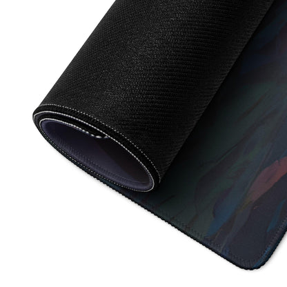 Black textured gaming mouse pad with epic fantasy blue-purple gradient