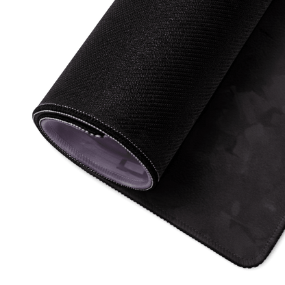 Black textured Epic Sci-Fi dystopian city mousepad with purple lining and stitched edges