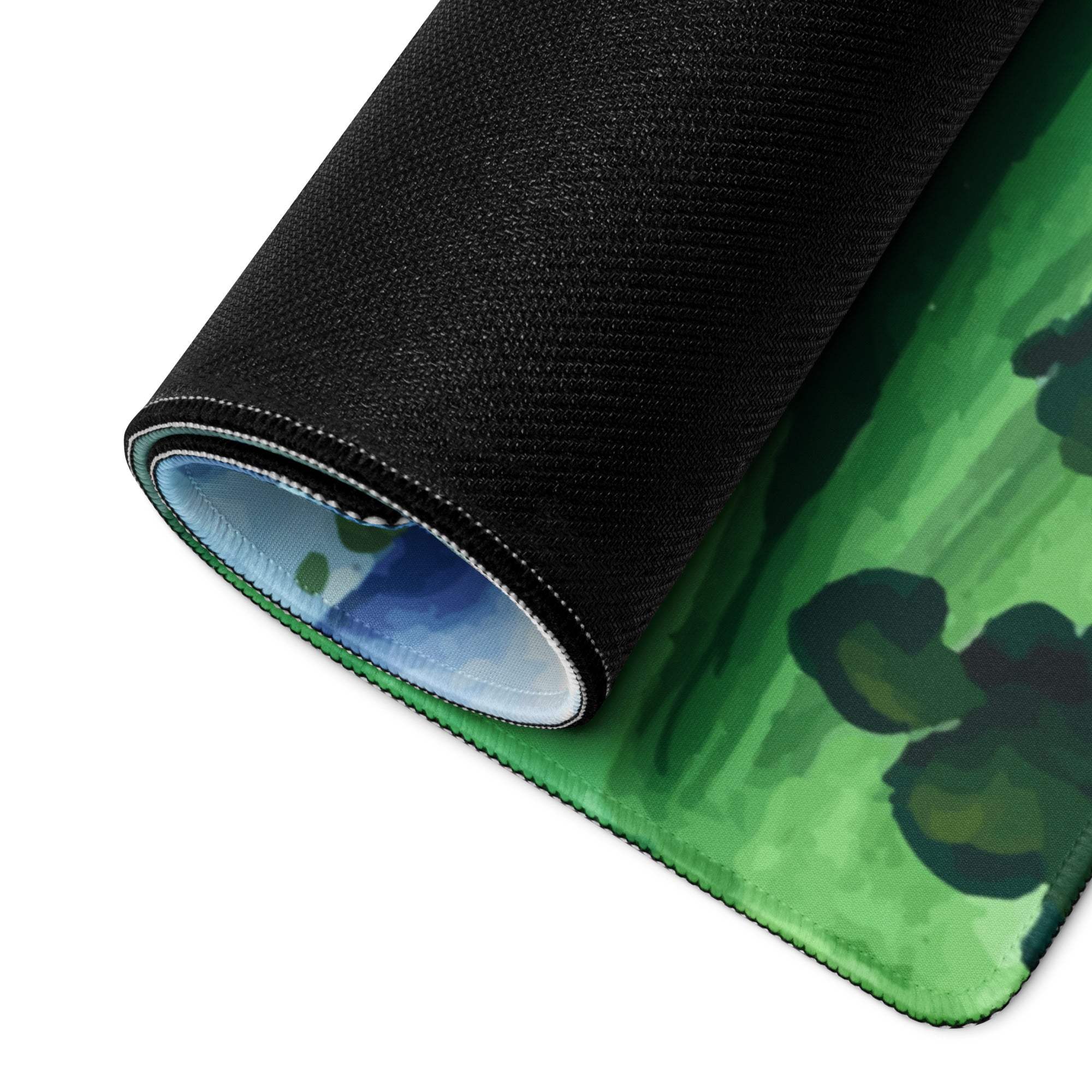 Green black camo textured gaming mousepad large non-slip stitched edge