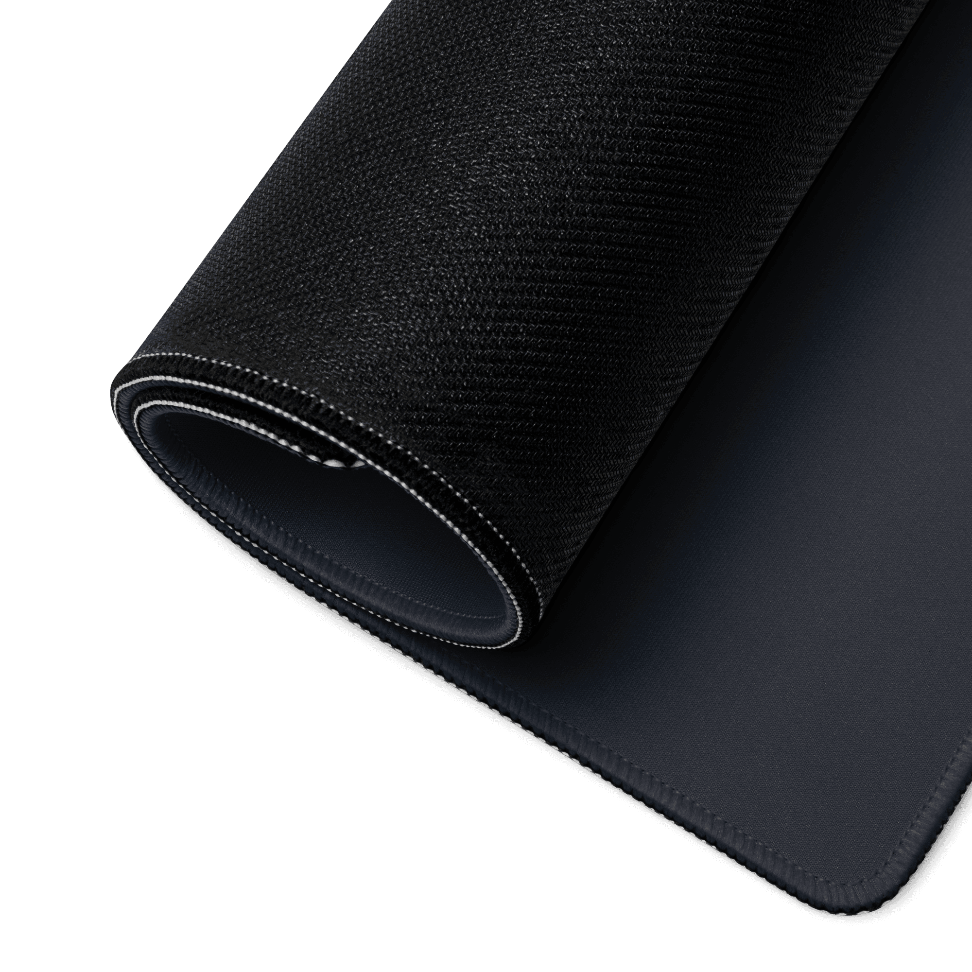 Premium large dark navy gaming mouse pad with black textured stitched edges