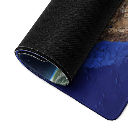 Stellar Earth gaming mouse pad with rolled edge earth design