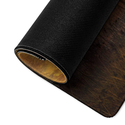 Black textured leather-like gaming mousepad with stitched edges
