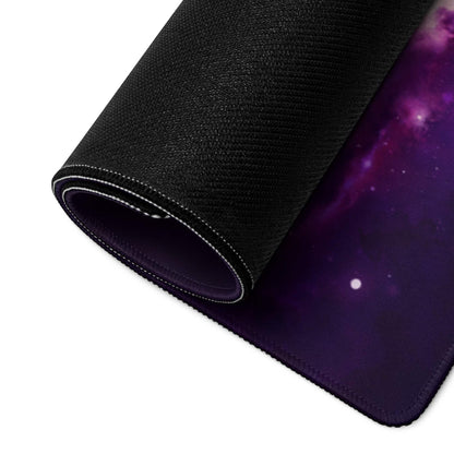 Cosmic purple nebula large gaming mouse pad with black textured back