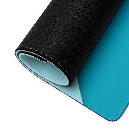 Black and teal geometric gaming mousepad with textured outer surface