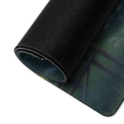 Black textured forest mousepad with green tones, large non-slip gaming surface