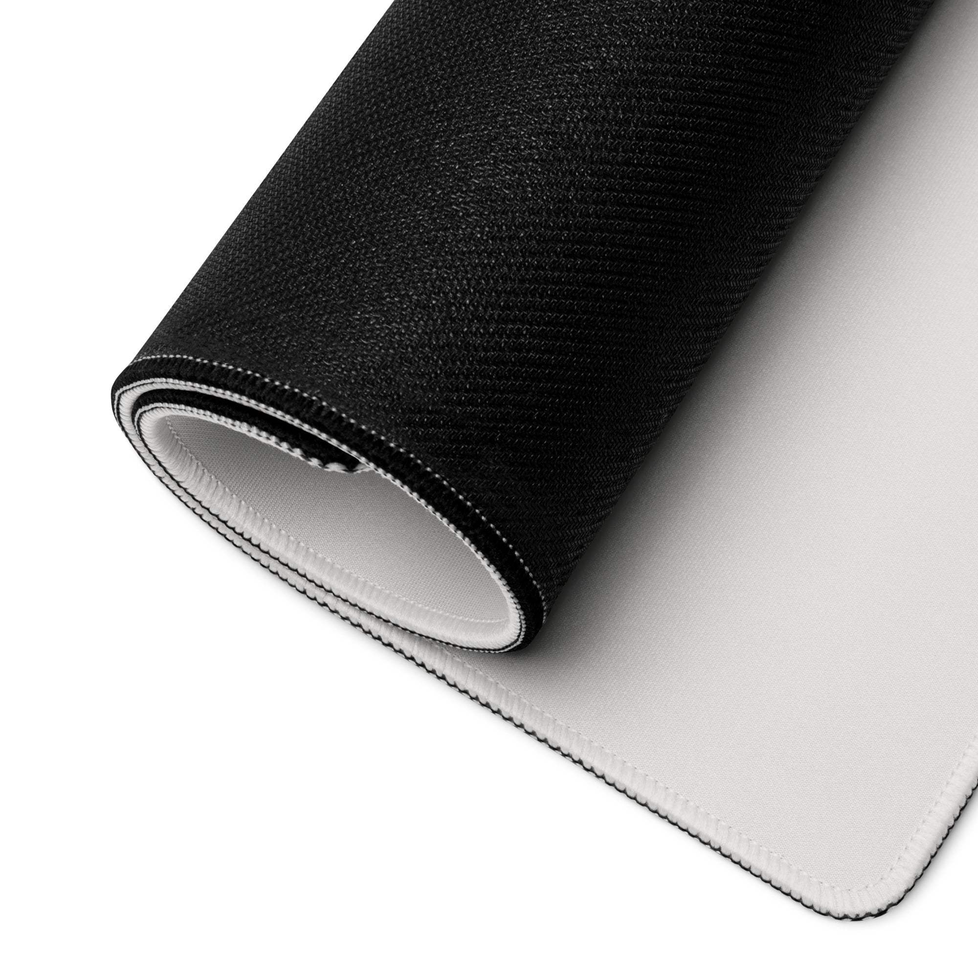 Black and white nautical ship gaming mouse pad with stitched edges