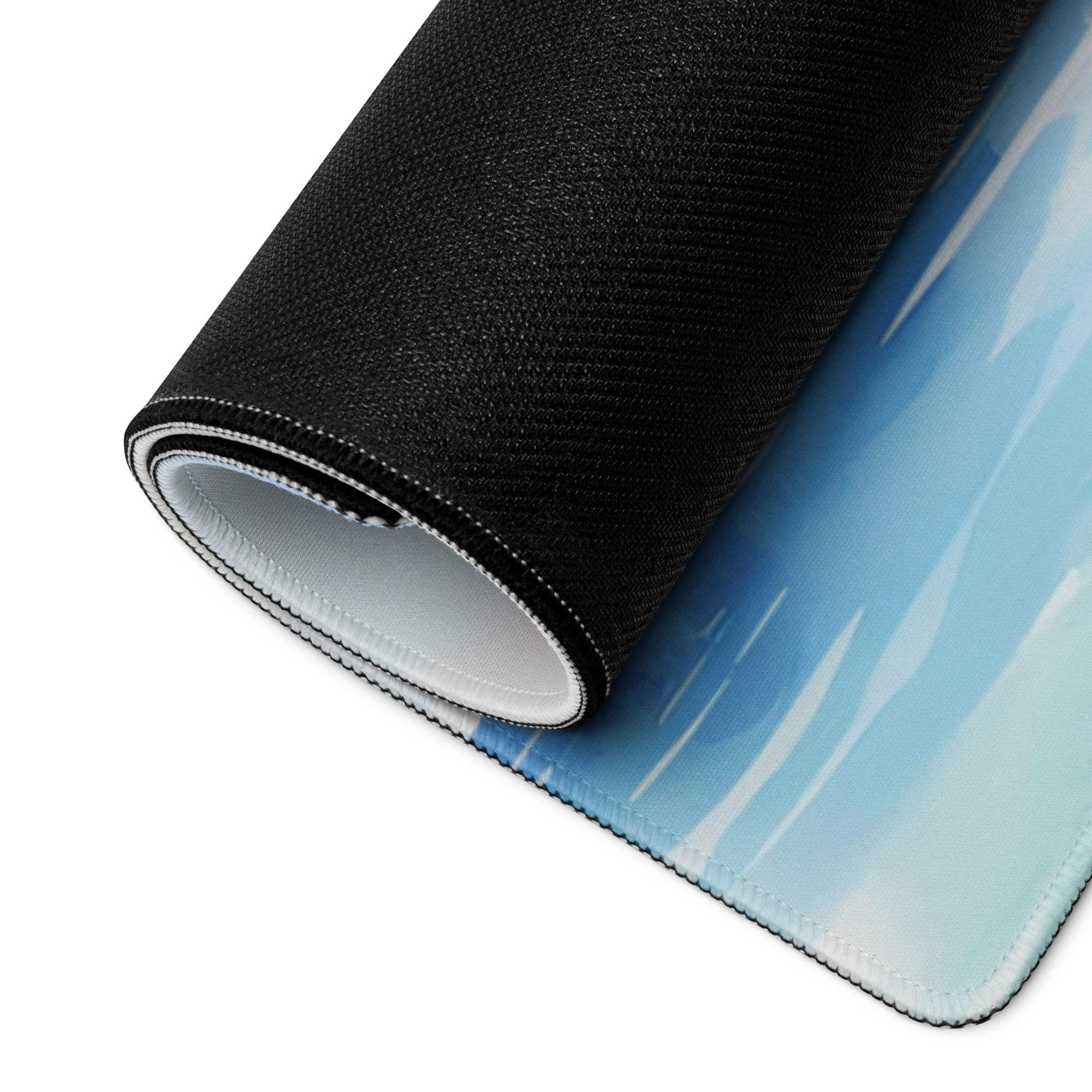 Black blue gradient textured gaming mousepad with non-slip base