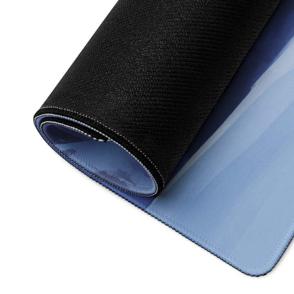 Epic Aurora dual-sided mouse pad back: black textured outer, light blue inner, rolled