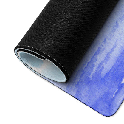 Blue watercolor gradient lighthouse seascape mousepad with black edge