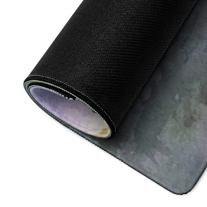 Black textured watercolor cloudy gaming mousepad with stitched edges