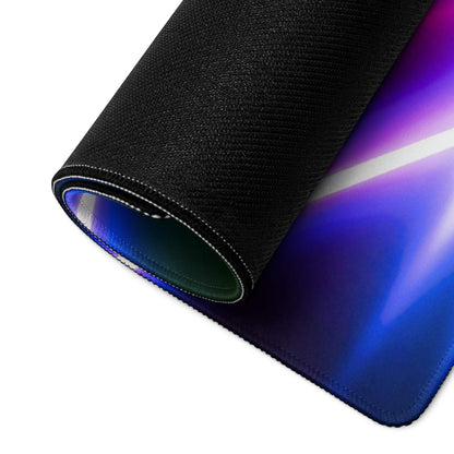 Neon Geometric Tunnel RGB gaming mouse pad with black textured purple-blue-white gradient