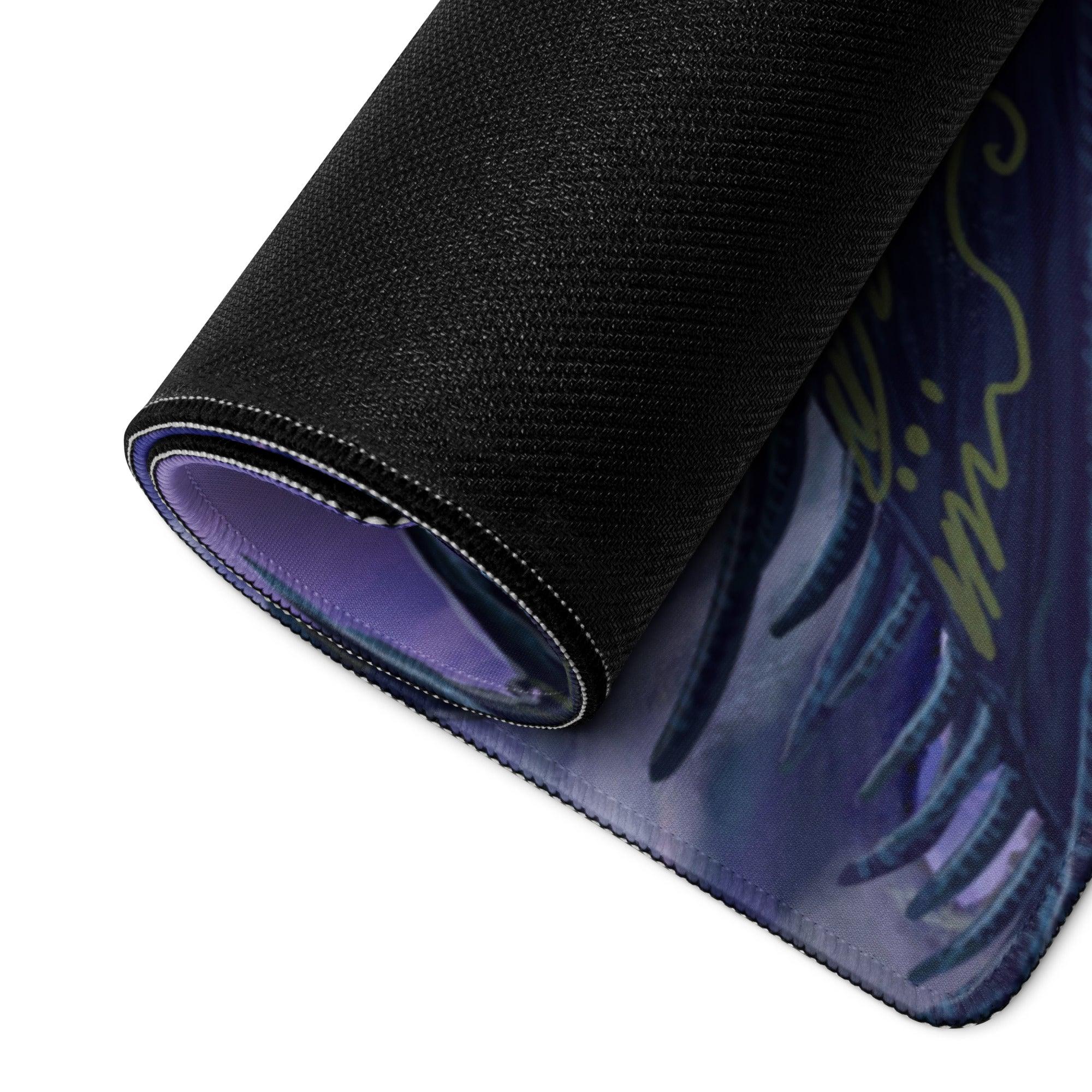 Black rolled Epic Fantasy Dragon Landscape purple twilight gaming mousepad