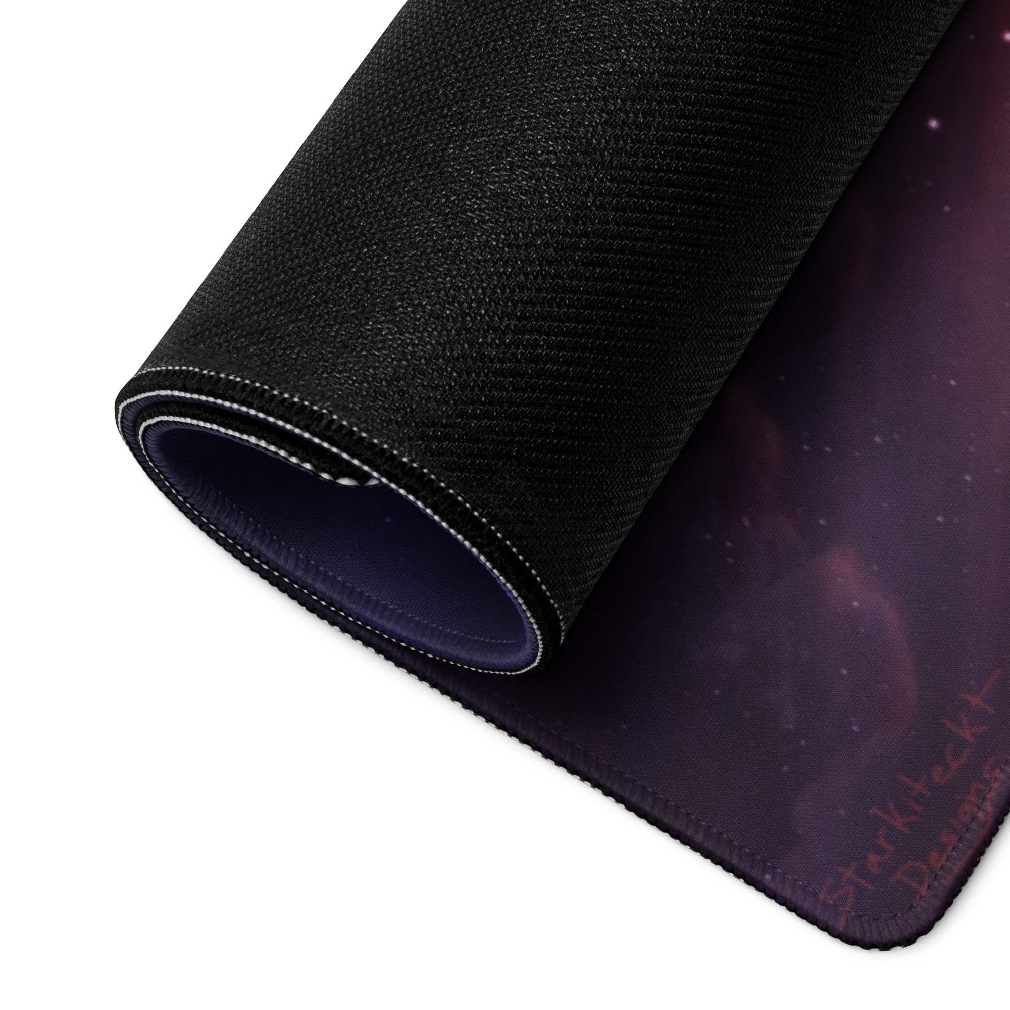 Cosmic Galaxy Nebula gaming mouse pad with vibrant aurora, edge stitching