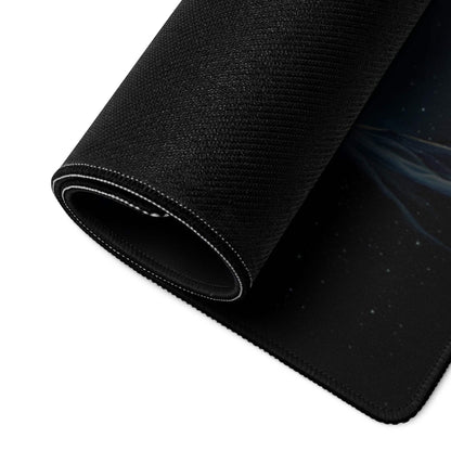 Black textured cosmic gaming mouse pad with stars nebulae non-slip backing